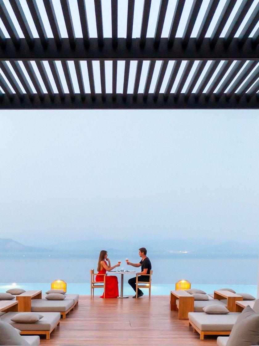 couple having a private dinner in Corfu