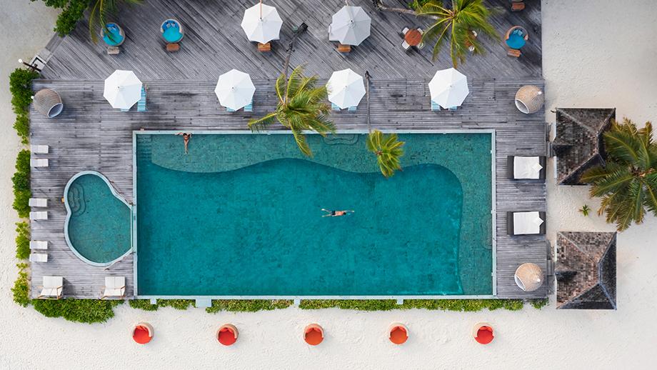 Angsana Velavaru Maldives Kuredhi Bar Pool Aerial