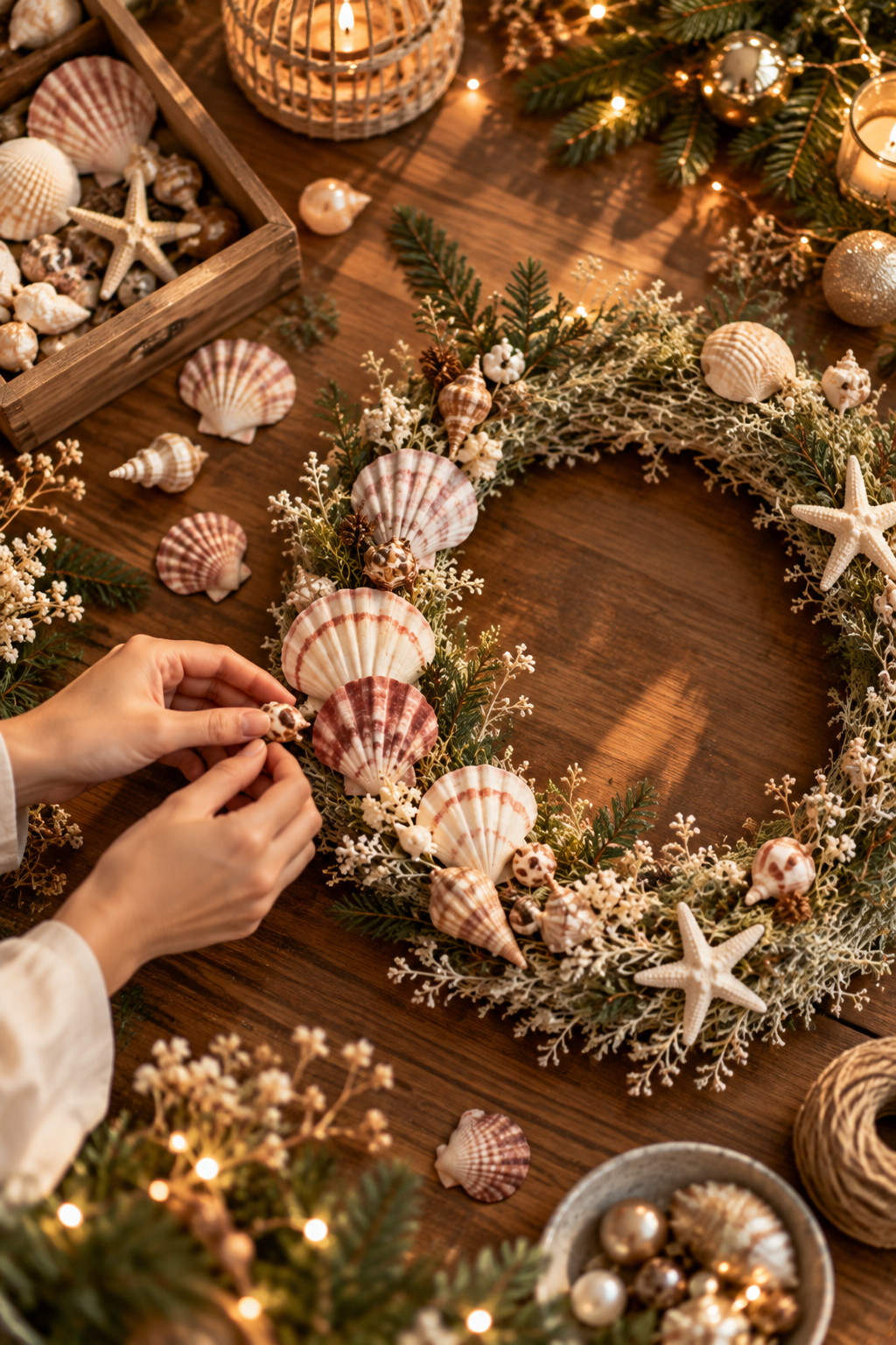 Seashell Christmas Wreath Making