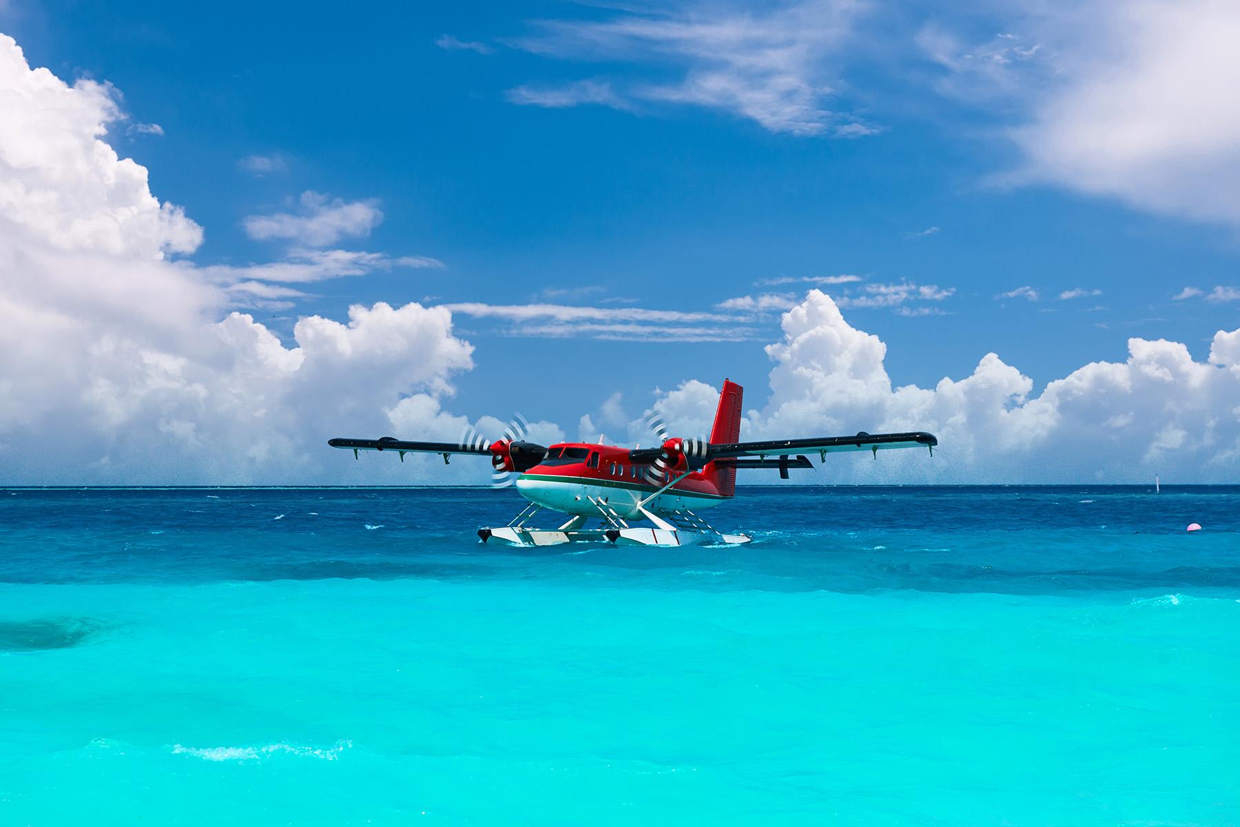 Seaplane landing at Angsana Velavaru, Maldives – tropical island getaway